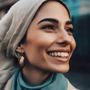 A Woman Smiling And Talking On The Phone